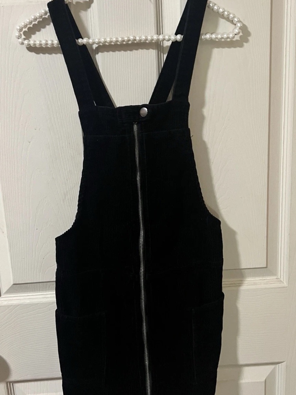 Forever 21 SZ small Black Corduroy Jumper Dress Overall Mini Adjustable Buckle
